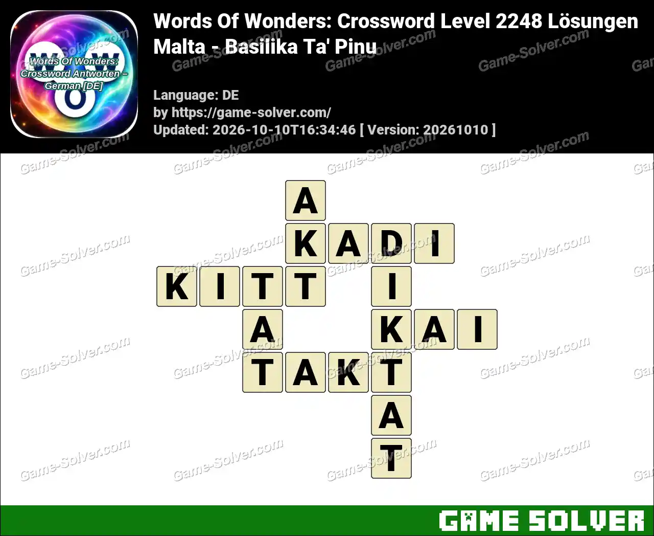 Words Of Wonders: Crossword Level 2248 Lösungen – Malta – Basilika Ta’ Pinu